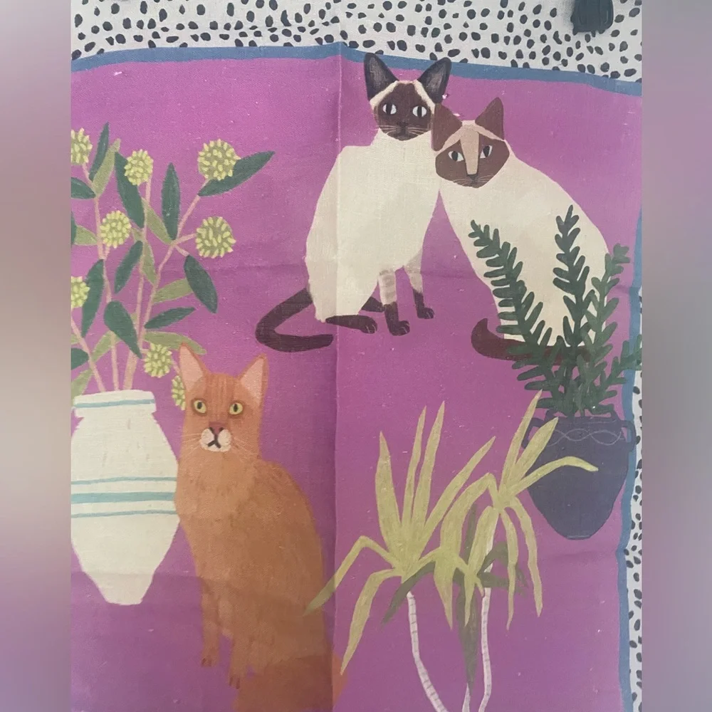 Avenida Home Cat Linen Kitchen Towel New Anne Bentley